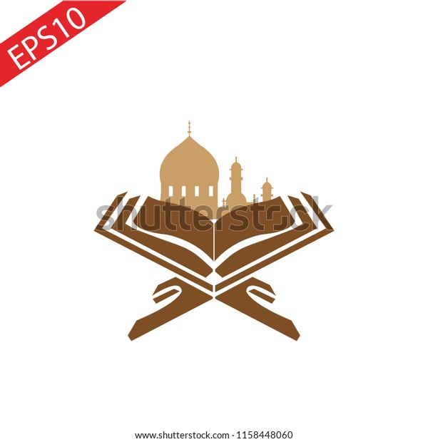 Moschee Und Quran Logo Symbol Vektorgrafik Stock Vektorgrafik Lizenzfrei