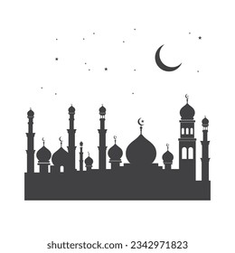 Mosque ramadan illustration Black Vector	