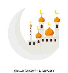 mosque ramadan kareem building with moon