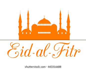 Mosque. Ramadan Kareem. Eid al fitr Muslim traditional holiday. Eid Mubarak. Vector.