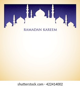 Mosque "Ramadan Kareem" (Generous Ramadan) card in vector format.