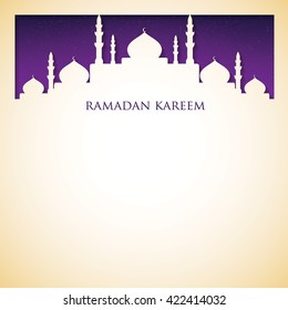 Mosque "Ramadan Kareem" (Generous Ramadan) card in vector format.