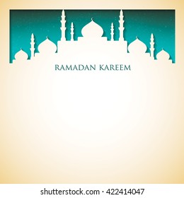 Mosque "Ramadan Kareem" (Generous Ramadan) card in vector format.