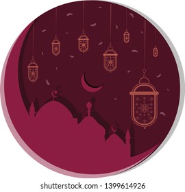 Mosque. Ramadan Kareem. Islamic vector 