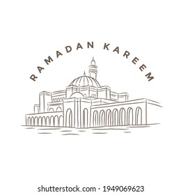 Mezquita ramadan kareem. Diseño vectorial islámico. Plantilla de Mubarak Diseño islámico para el festival musulmán.