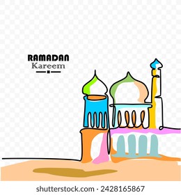Moschee, Ramadan Kareem Thema minimal eine durchgehende Linie