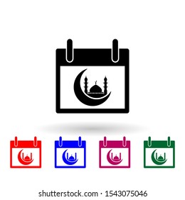Mosque, ramadan month, calendar multi color icon. Simple thin line, outline vector of ramadan icons for ui and ux, website or mobile application