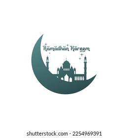 Mosque ramadan themed logo and moon combination