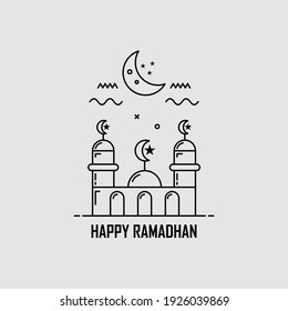 Mosque and ramadhan month illustration. Easy to edit with vector file. Can use for your creative content. Especially about ramadhan month celebration.