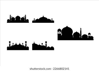 Mosque Religian Footer Design Vector