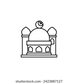 Mosque salute, with simple design, perfect for Islamic, Ramadan theme content. Muslim mosque vector icon for web design isolated on a white background