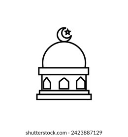 Mosque salute, with simple design, perfect for Islamic, Ramadan theme content. Muslim mosque vector icon for web design isolated on a white background
