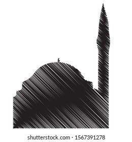 Mosque scrible sketch line art vector design