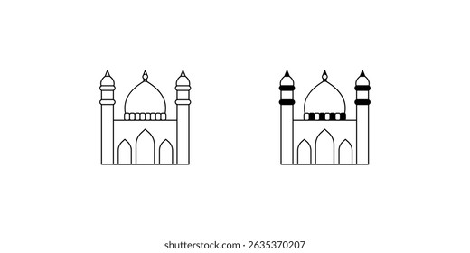mosque set icon with white background vector stock illustration