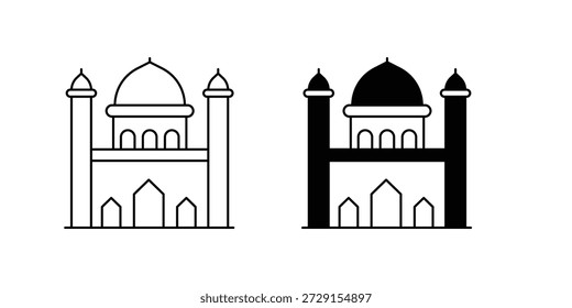 Icono de conjunto de mezquita con fondo blanco Vector Ilustración de stock