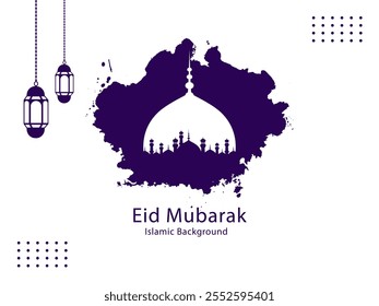 Mosque shape above clouds eidmubarak background Free Vector