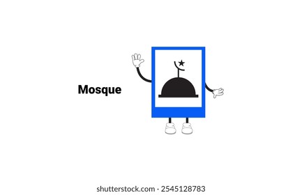 Mosque sign graphic vector illustration
with cartoon characters. Graphic design is suitable for children's education, story books, or traffic safety materials. vector illustration