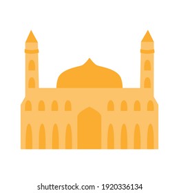 Icono de la silueta de la mezquita. Aislado sobre un fondo blanco. Ilustración vectorial plana.