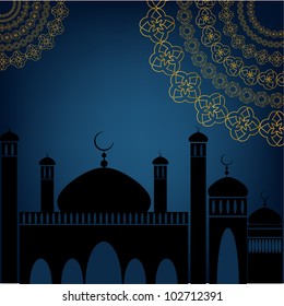 Mosque Silhouette With Abstract Design. Jpeg Version Also Available In Gallery.