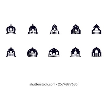 Mosque Silhouette Aesthetic Element Set