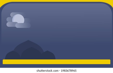 Mosque silhouette background with moon at night with luxurious elements suitable for presentation background and wallpaper