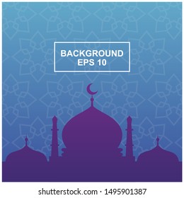 Mosque Silhouette Background Template Vector