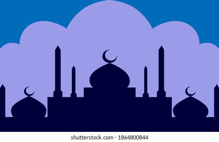 Mosque silhouette background vector illustration