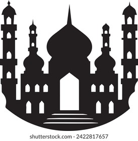 mosque silhouette of in black background