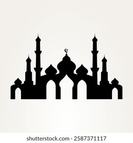 The mosque silhouette is clean, sharp, and stylized to maintain a modern yet traditional feel.