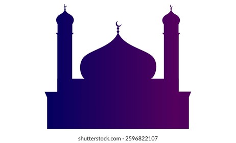 mosque silhouette with clear background. it's has navy and dark purple gradient color. 