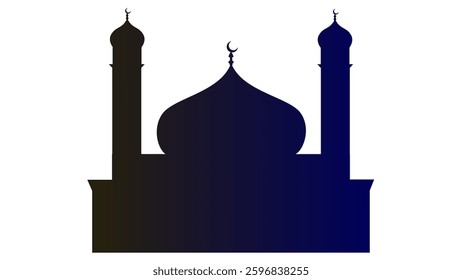 mosque silhouette with clear background. It's has black and navy gradient color. It's versatile for your design