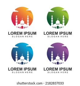 Mosque silhouette colorful design logo