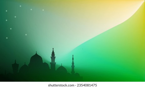 Mosque silhouette with desert illustration abstract background