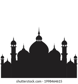 mosque silhouette design flat illustration vector