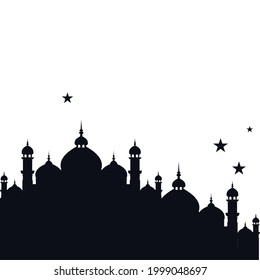 mosque silhouette design flat illustration vector