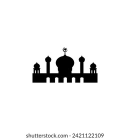 Mosque Silhouette, Flat Style. can use for Art Illustration, Decoration, Wallpaper, Background, Apps, Website, Logo Gram, Pictogram, Greeting Card or for Graphic Design Element. Vector Illustration