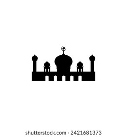 Mosque Silhouette, Flat Style. can use for Art Illustration, Decoration, Wallpaper, Background, Apps, Website, Logo Gram, Pictogram, Greeting Card or for Graphic Design Element. Vector Illustration