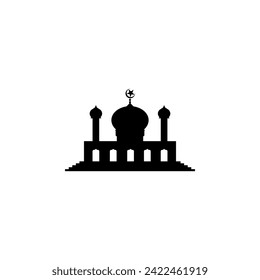 Mosque Silhouette, Flat Style. can use for Art Illustration, Decoration, Wallpaper, Background, Apps, Website, Logo Gram, Pictogram, Greeting Card or for Graphic Design Element. Vector Illustration