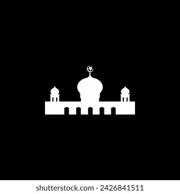 Mosque Silhouette, Flat Style. can use for Art Illustration, Decoration, Wallpaper, Background, Apps, Website, Logo Gram, Pictogram, Greeting Card or for Graphic Design Element. Vector Illustration