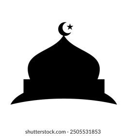 Icono de la silueta de la mezquita, lugar de culto islámico, culto musulmán, Ilustración vectorial. Vector de mezquita plana. Ramadán Kareem, Hayy, Umrah. fondo blanco aislado