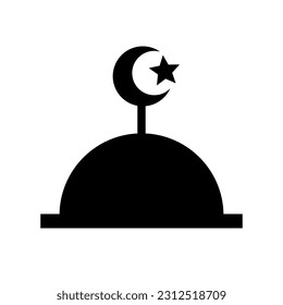 Mosque silhouette icon. Islamic worship facility. Vector.