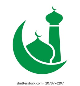 Mosque silhouette icon isolated on a white background. Muslim Praying Place. Islamic Sign and Symbol Logo Template. Editable and Scalable EPS 10 Vector Illustration.