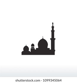 Mosque silhouette icon logo template, Mosque icon vector Illustration design template