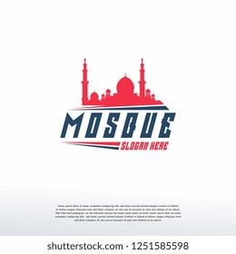 Mosque silhouette icon logo template, Mosque icon vector Illustration design template
