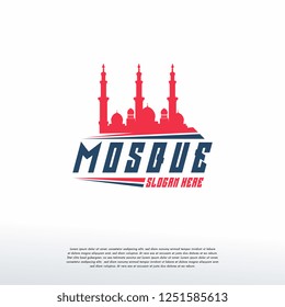 Mosque silhouette icon logo template, Mosque icon vector Illustration design template