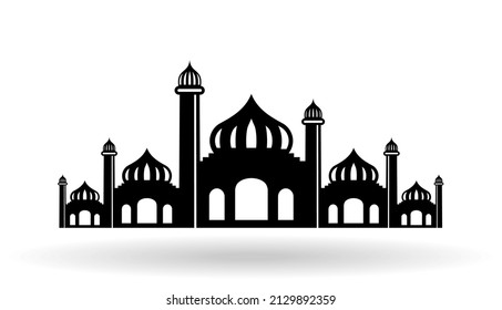 Plantilla del logotipo del icono de la silueta de la mezquita, icono de la mezquita vectorial de diseño Ilustración plantilla del logotipo de la silueta de la mezquita, icono de la mezquita vectorial Ilustración plantilla de diseño minimalista en blanco y negro