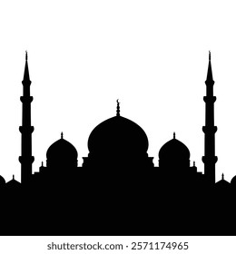 Mosque silhouette icon logo template. masjid silhouette with miner. 