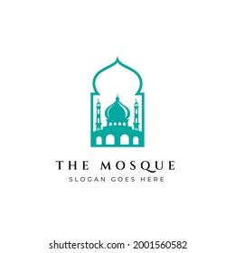 Mosque silhouette icon logo vector illustration design template