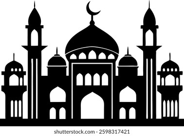 mosque silhouette. mosque icon vector