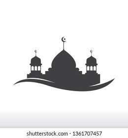 Mosque silhouette icon vector Illustration design template - Vector